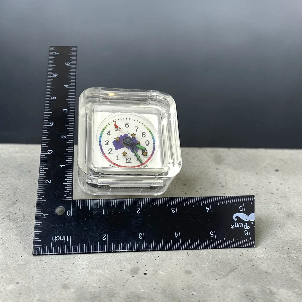 Vtg 1990's Angus & Coote Lucite Alarm Clock Novelty Dial Retro Travel Luminous